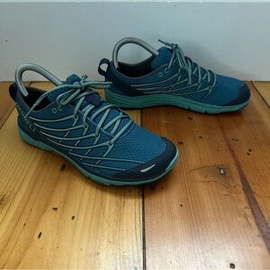 MERRELL Women’s Size 7.5 Saxony Blue Barefoot Shoes Lace Up Sneakers Hiking